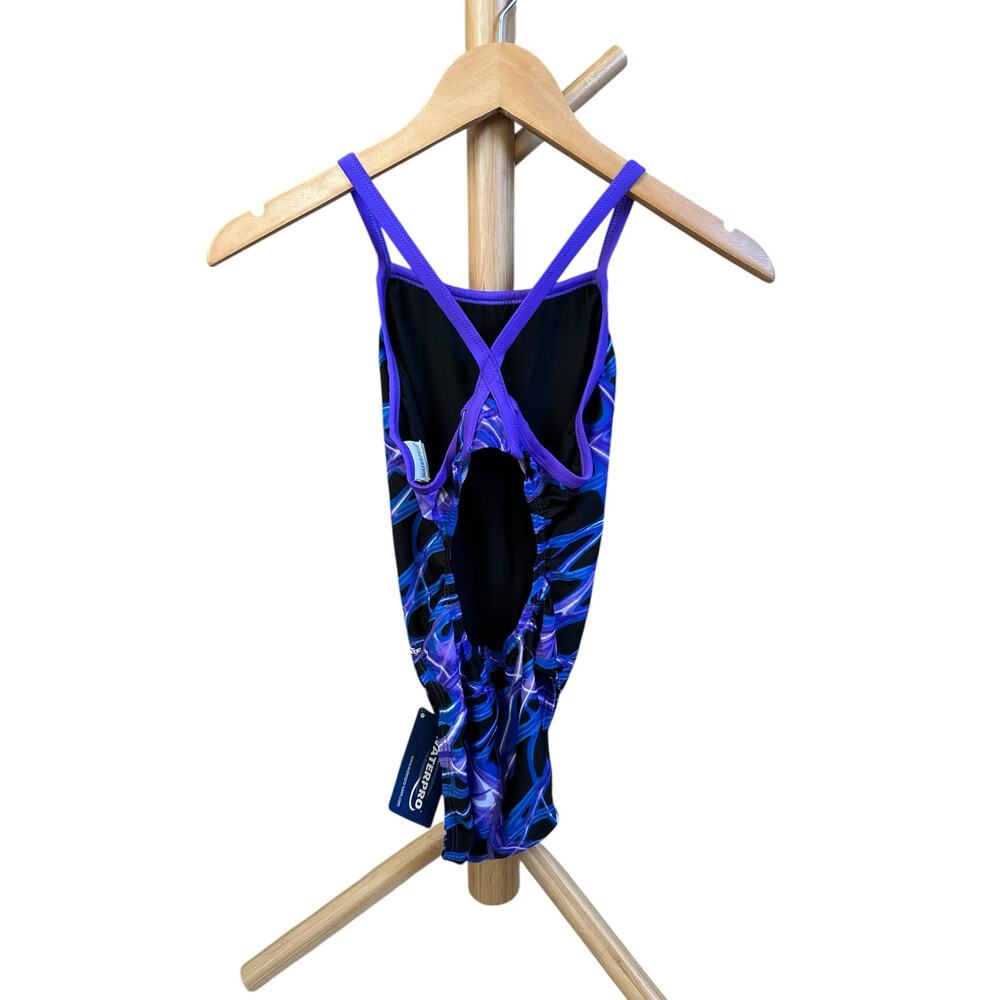 Waterpro Lightning Thin Strap Violet Purple One Piece Swimsuit Size 32 - Picture 6 of 9